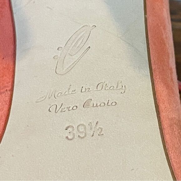 Clef Genuine Suede Leather Stiletto Pumps Made in Italy Coral Ankle Lace - Picture 11 of 13